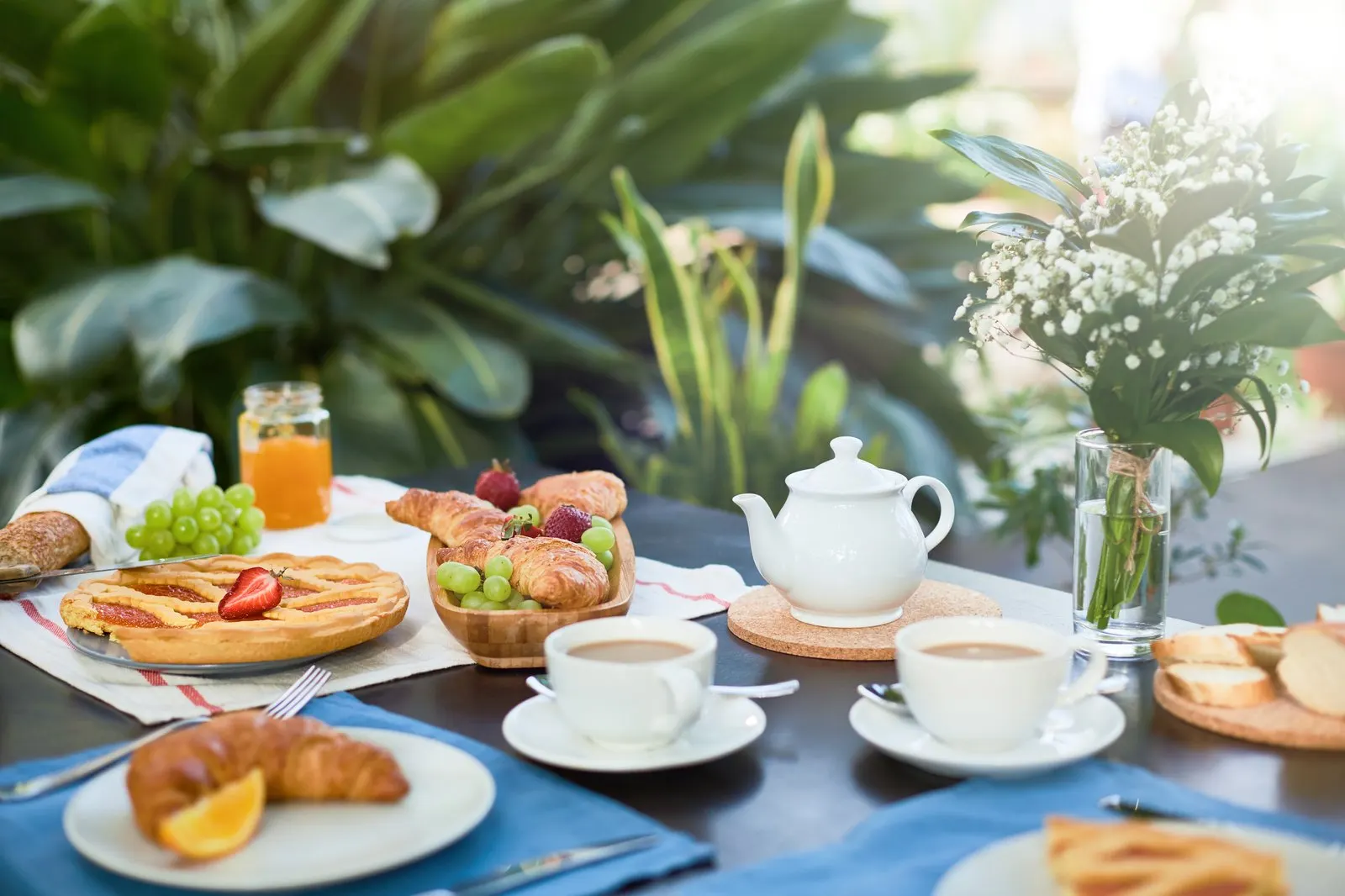 Fresh breakfast spread prepared for hotel guests